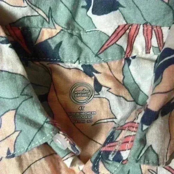 Wonder Nation 3T Boys Tropical Matching Set shirt and shorts Linen Blend - Picture 4 of 7